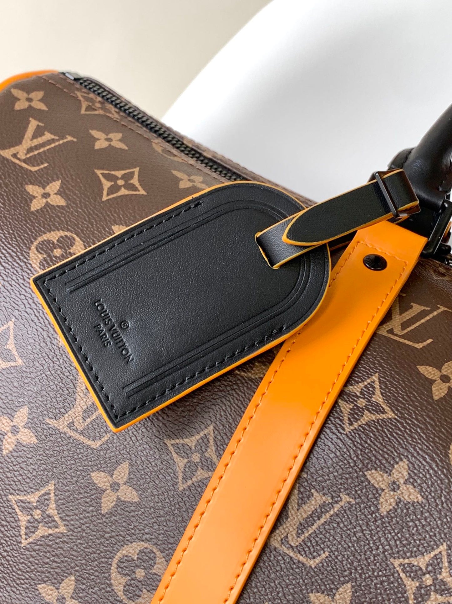 Louis Vuitton Keepall Bandoulière 50 Monogram Macassar with Orange Trim