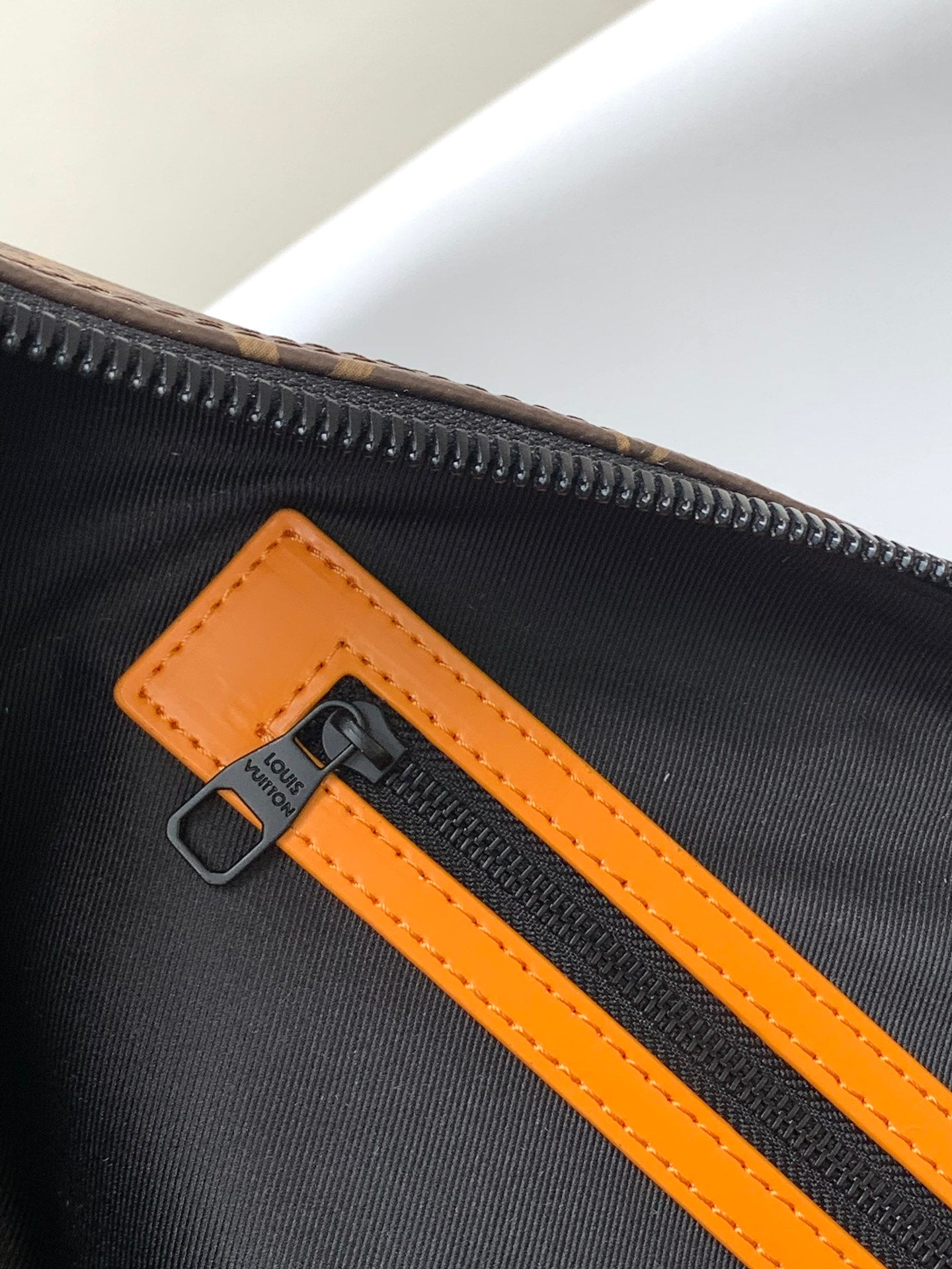Louis Vuitton Keepall Bandoulière 50 Monogram Macassar with Orange Trim