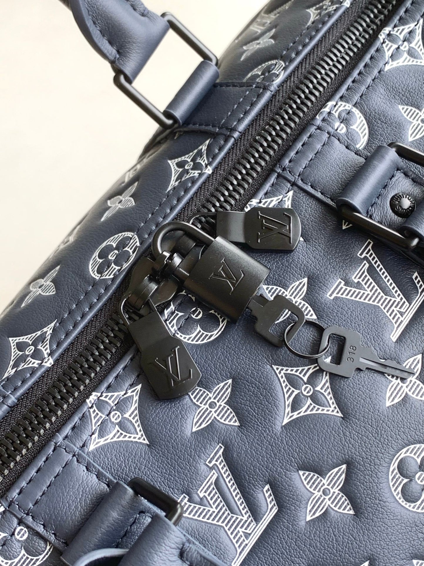 Louis Vuitton Monogram Denim Keepall Bandoulière 50 Blue Travel Bag