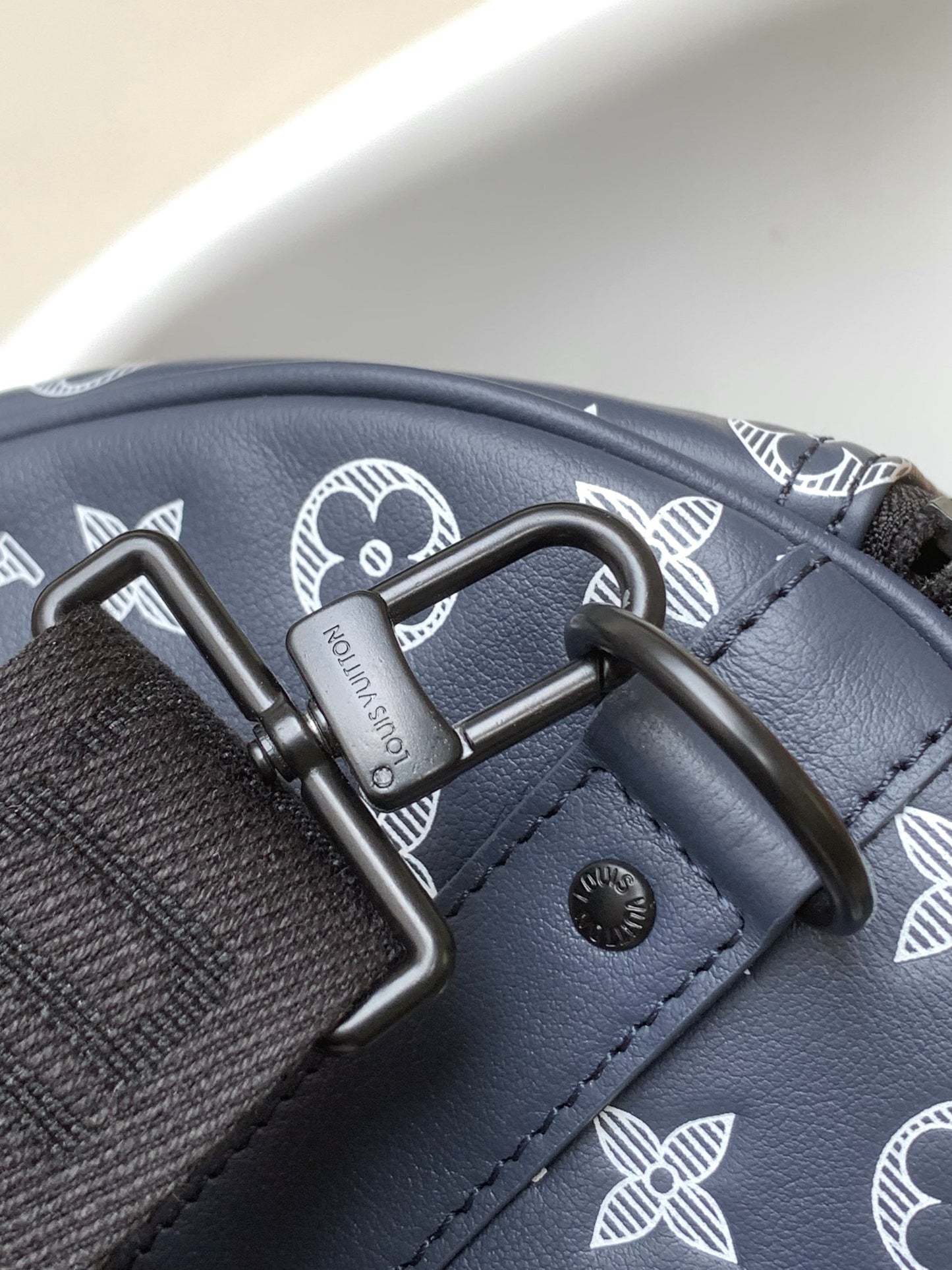 Louis Vuitton Monogram Denim Keepall Bandoulière 50 Blue Travel Bag