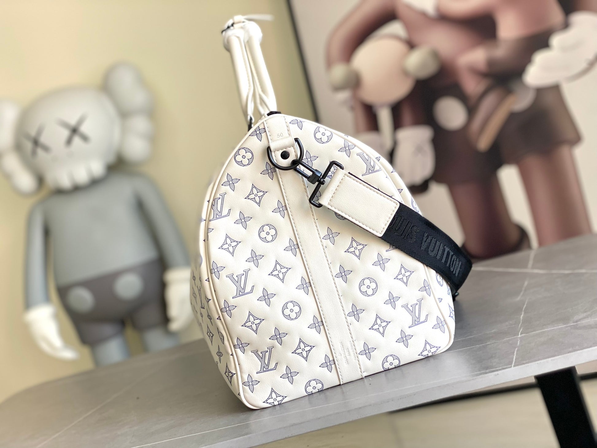 Louis Vuitton Keepall Bandoulière 50 Monogram White/Grey Duffle Bag