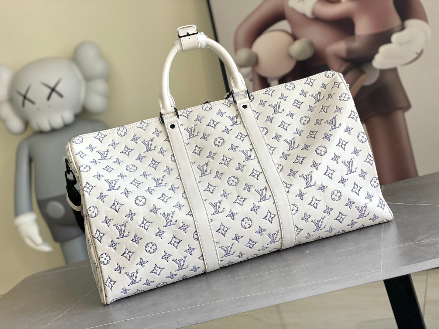 Louis Vuitton Keepall Bandoulière 50 Monogram White/Grey Duffle Bag