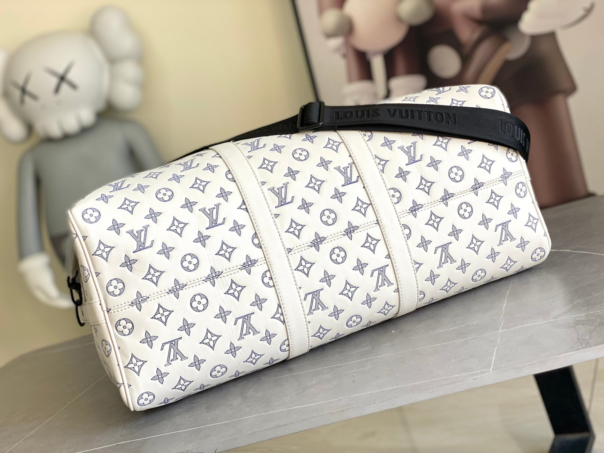 Louis Vuitton Keepall Bandoulière 50 Monogram White/Grey Duffle Bag