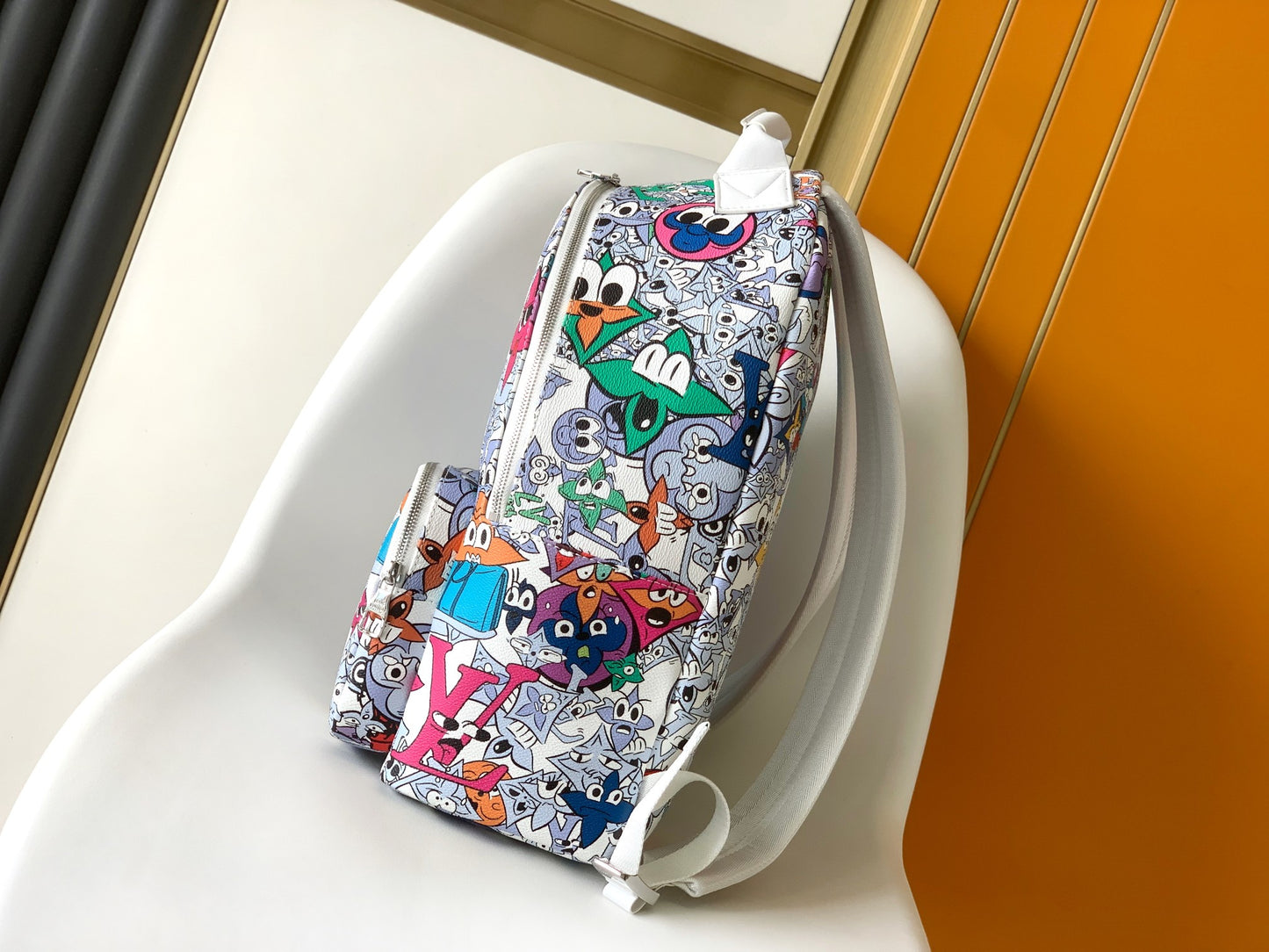 Louis Vuitton x Virgil Abloh White Monogram Trio Backpack - Zoom with Friends Collection