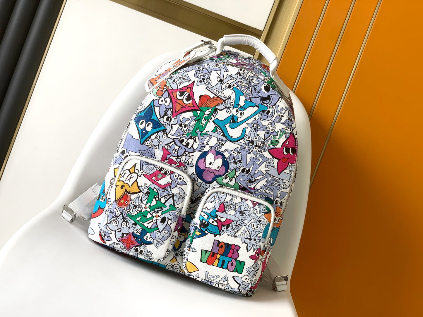 Louis Vuitton x Virgil Abloh White Monogram Trio Backpack - Zoom with Friends Collection