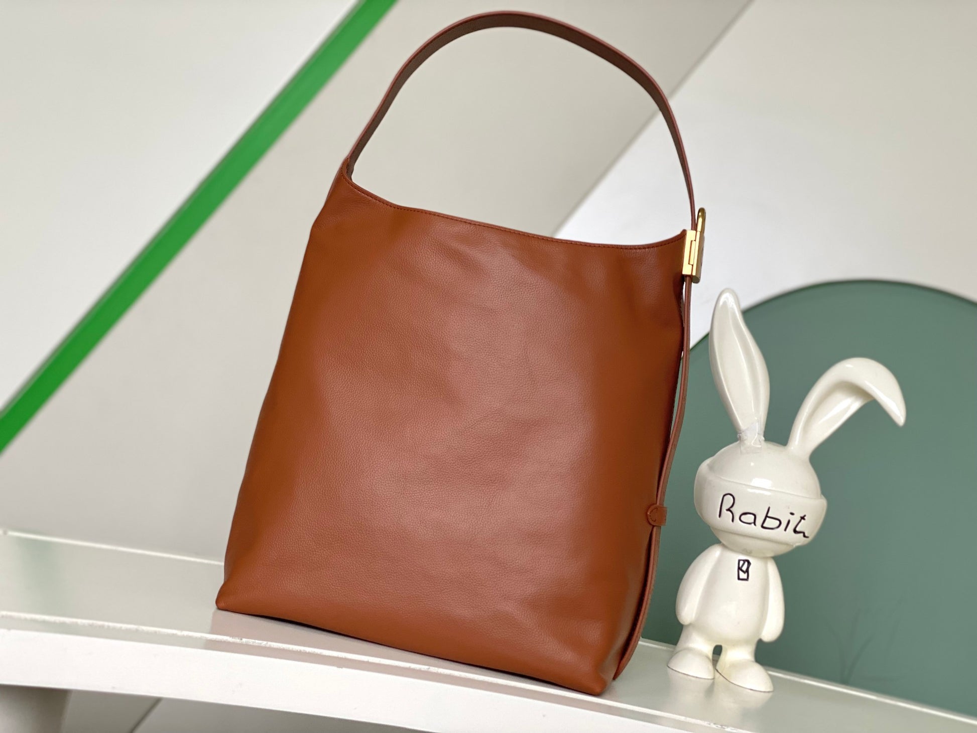Manu Atelier Brown Leather Large Hobo Bag for Women - Minimalist Shoulder Bag