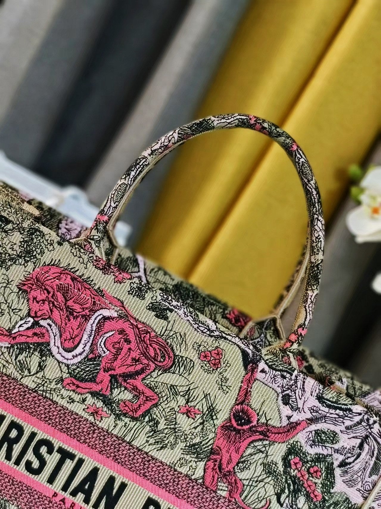 Christian Dior Large Book Tote Pink Toile de Jouy Sauvage Embroidery