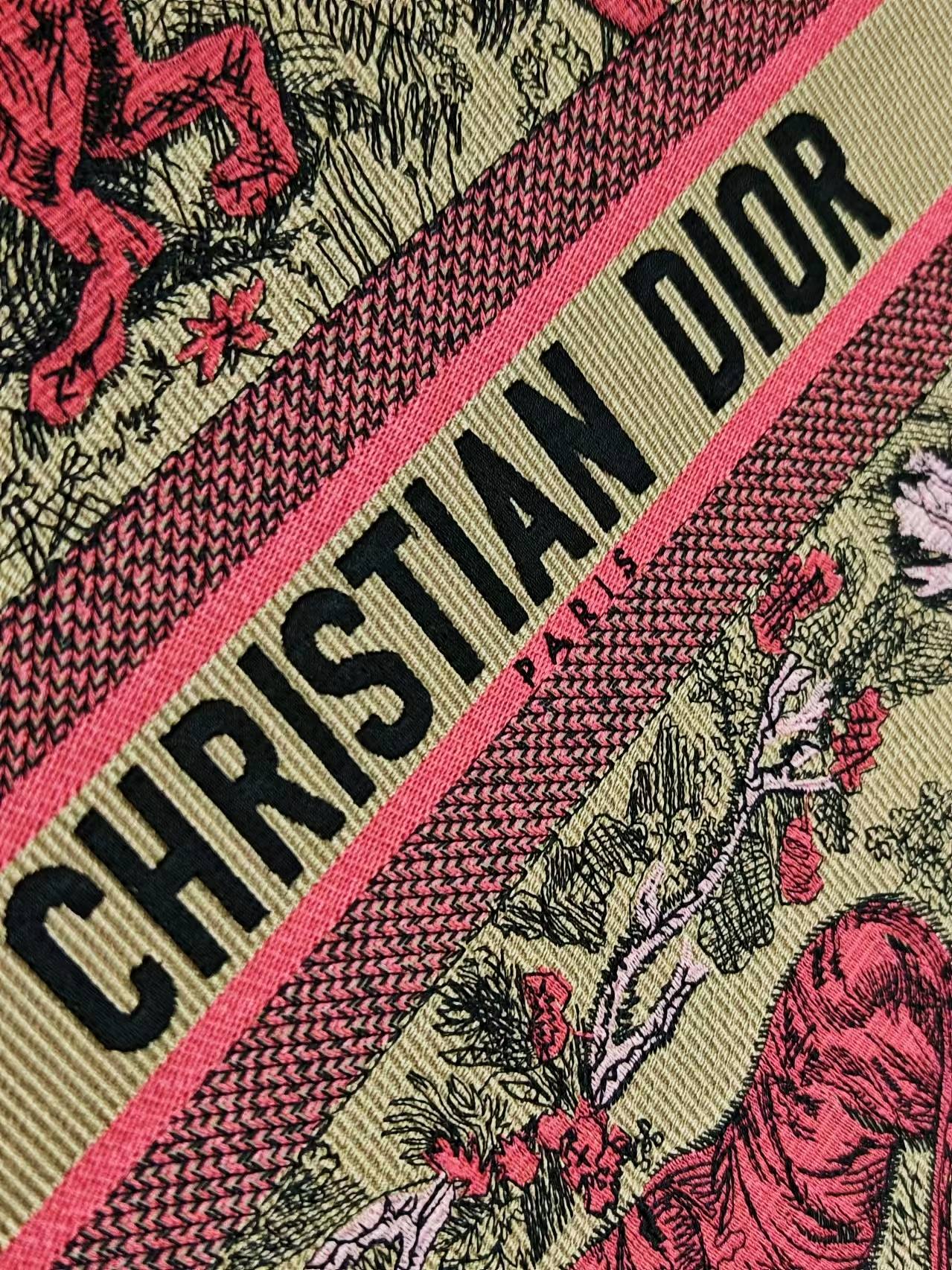 Christian Dior Large Book Tote Pink Toile de Jouy Sauvage Embroidery