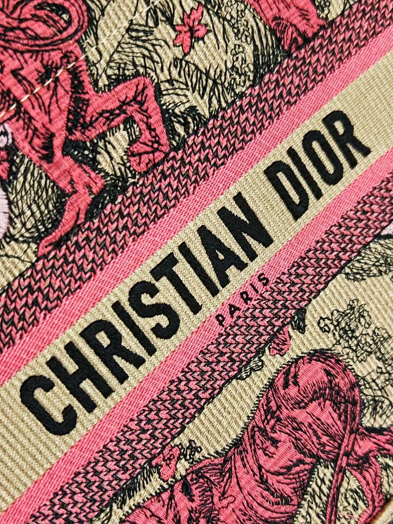 Christian Dior Small Book Tote Bag Pink Toile de Jouy Sauvage Embroidery