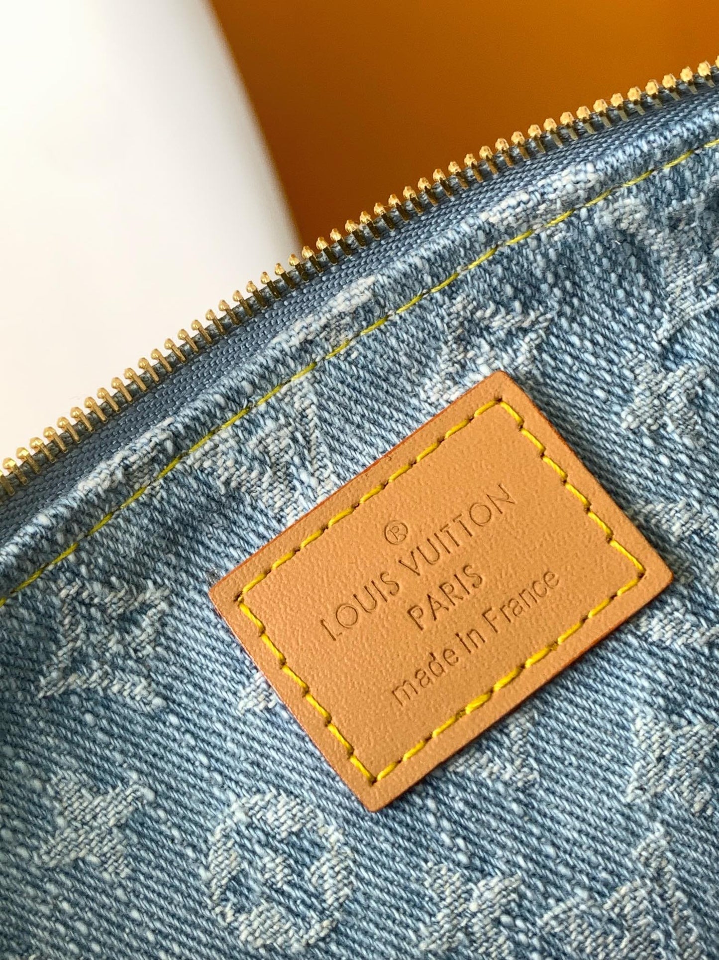 Louis Vuitton Monogram Denim Baguette Shoulder Bag with Gold-Tone Chain