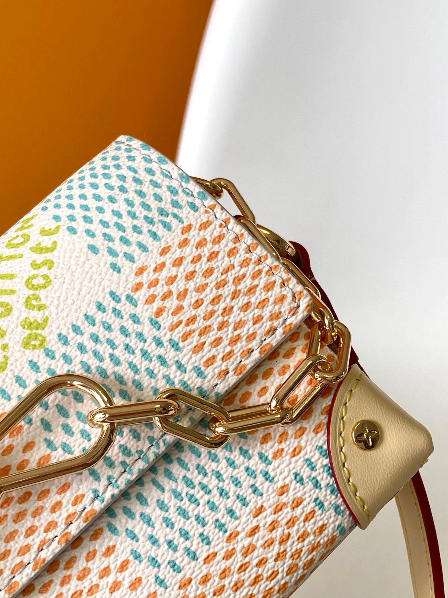 Louis Vuitton Mini Soft Trunk Damier Pop Blue/Orange Crossbody Bag