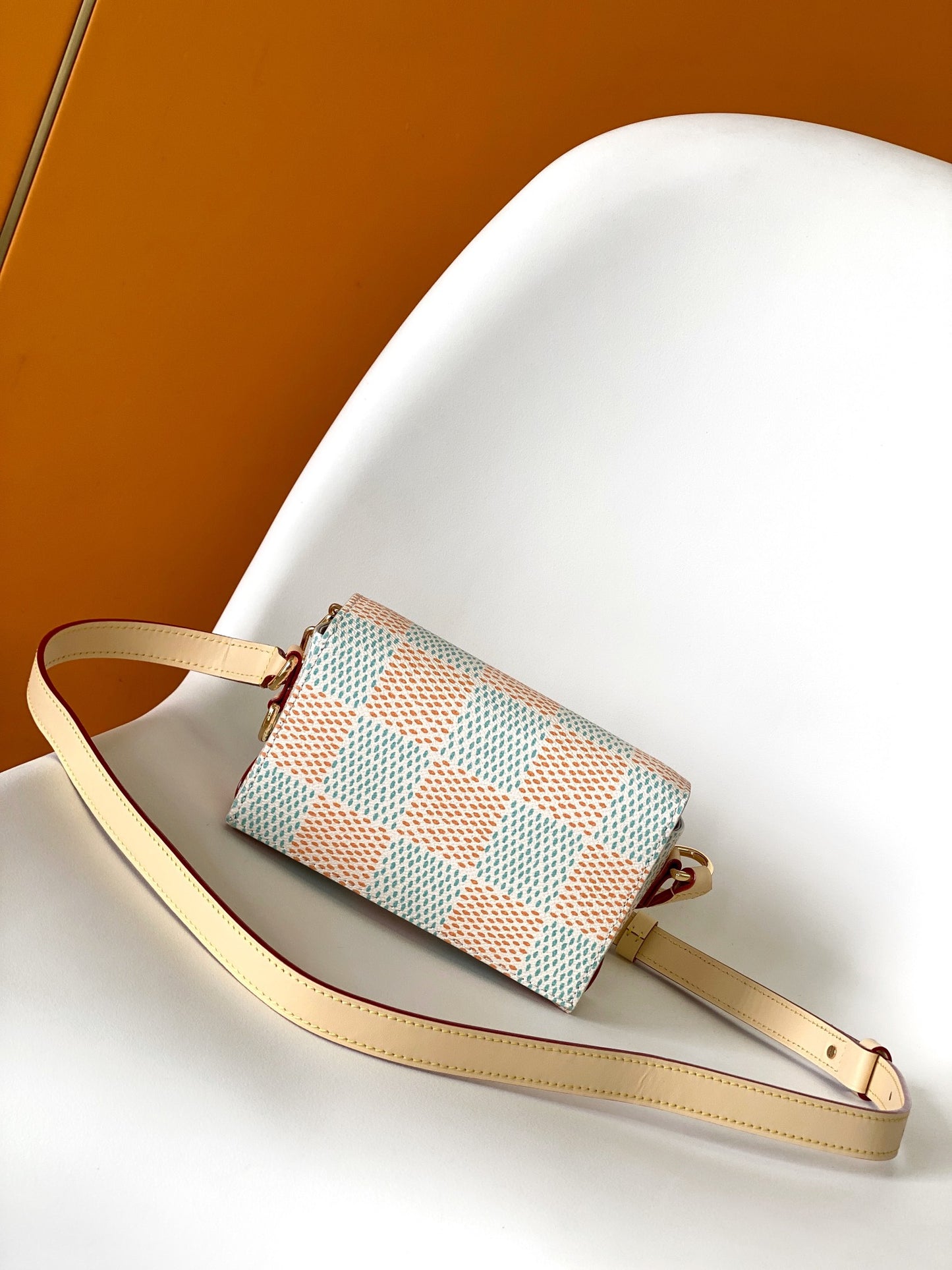 Louis Vuitton Mini Soft Trunk Damier Pop Blue/Orange Crossbody Bag