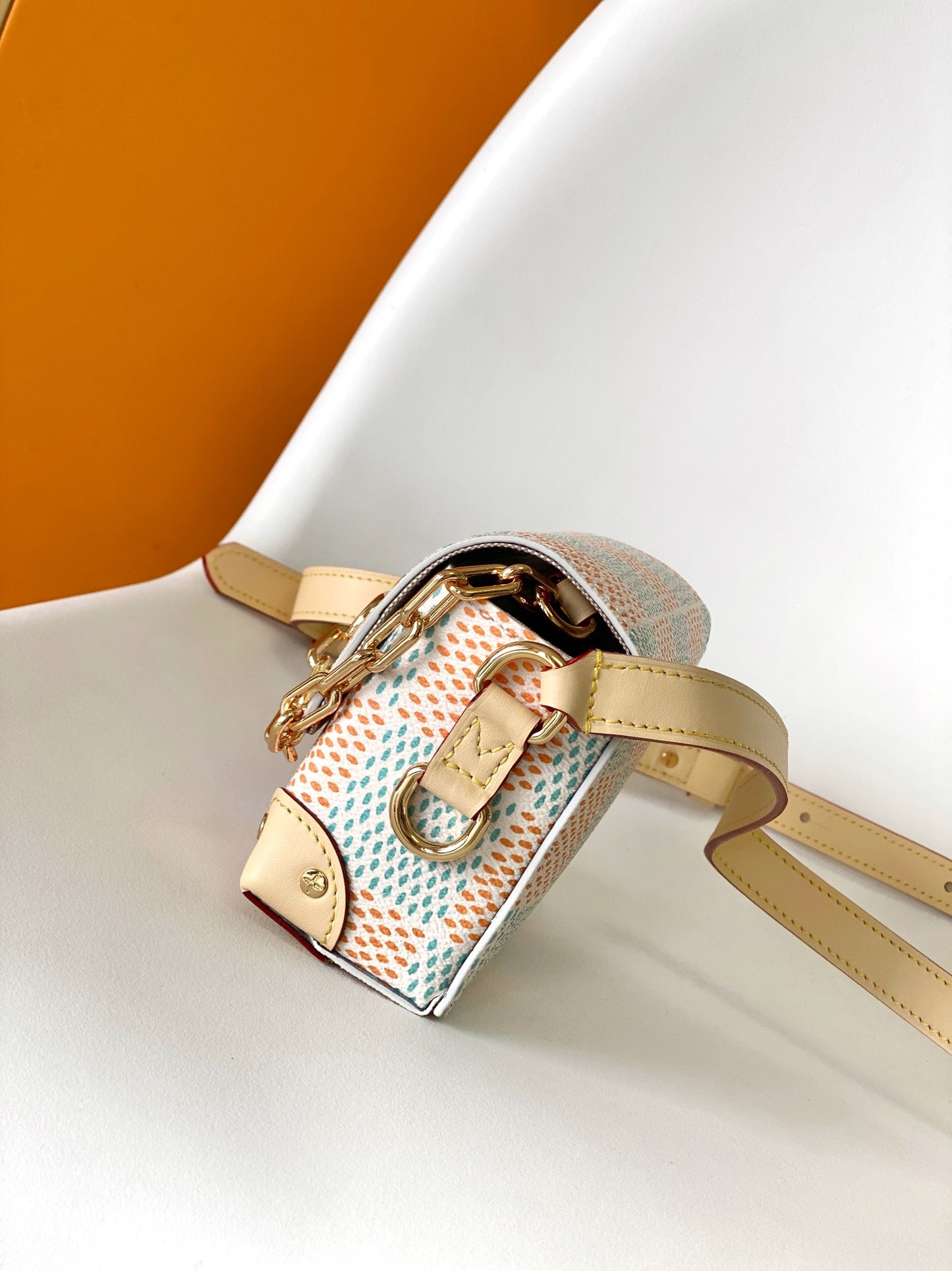 Louis Vuitton Mini Soft Trunk Damier Pop Blue/Orange Crossbody Bag