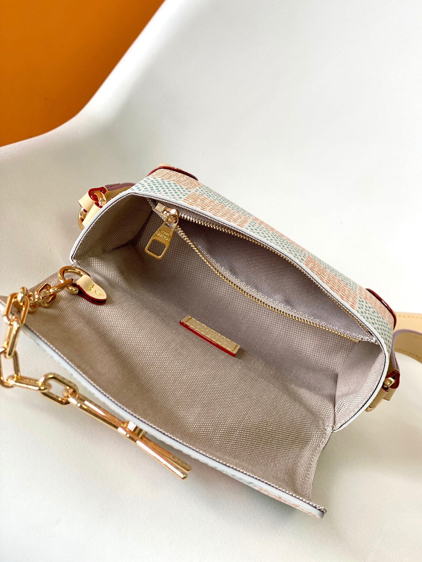 Louis Vuitton Mini Soft Trunk Damier Pop Blue/Orange Crossbody Bag