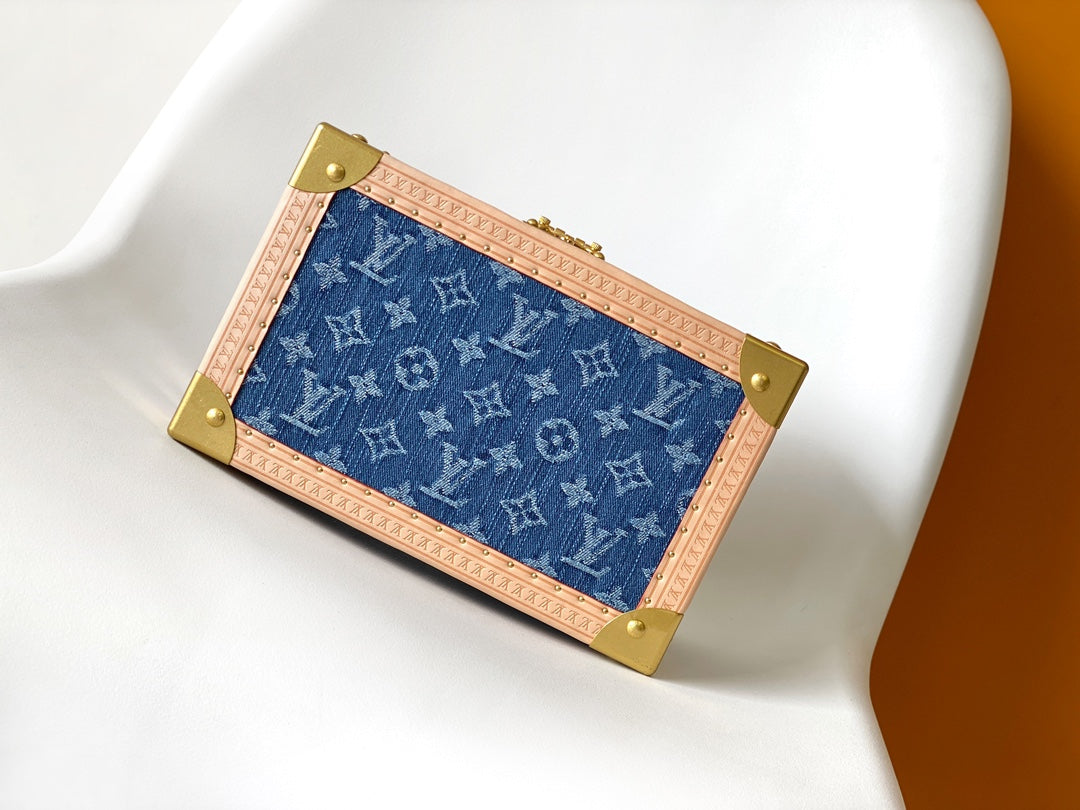 Louis Vuitton Coffret Trésor 20 Blue Monogram Denim Trunk Box