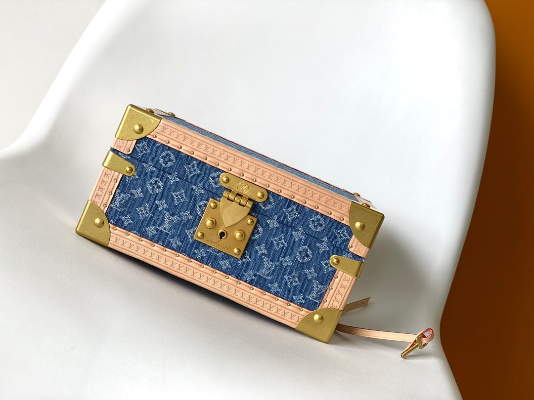 Louis Vuitton Coffret Trésor 20 Blue Monogram Denim Trunk Box