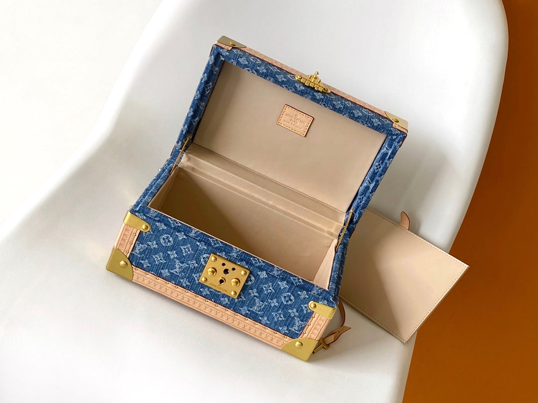 Louis Vuitton Coffret Trésor 20 Blue Monogram Denim Trunk Box
