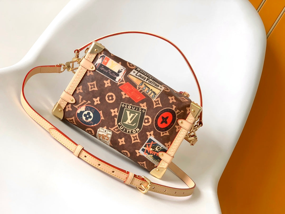 Louis Vuitton Side Trunk PM Monogram Canvas Travel Patches Bag