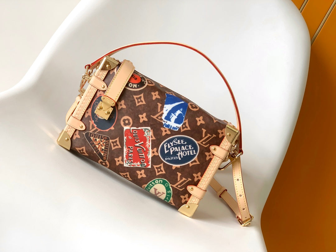 Louis Vuitton Side Trunk PM Monogram Canvas Travel Patches Bag