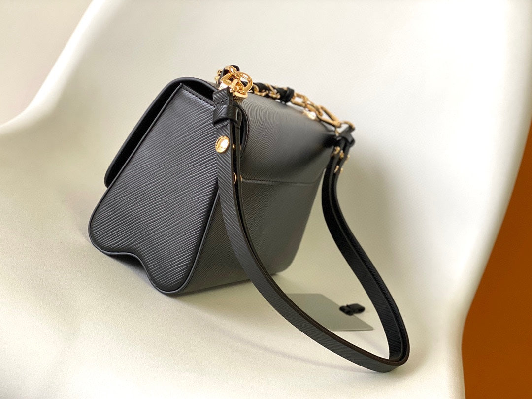 Louis Vuitton Twist MM Black Epi Leather Handbag with Gold Hardware