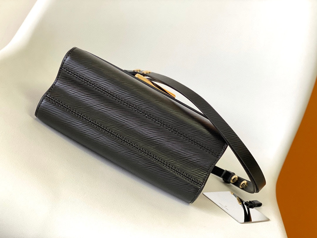Louis Vuitton Twist MM Black Epi Leather Handbag with Gold Hardware
