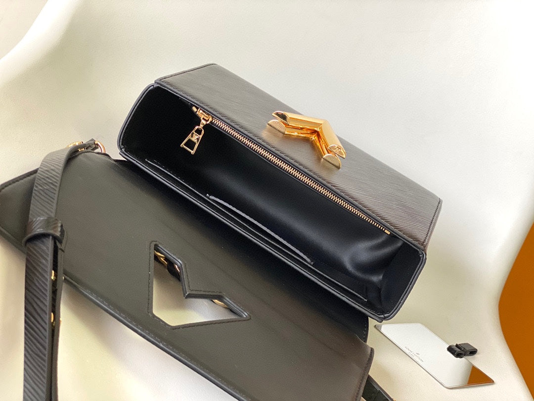 Louis Vuitton Twist MM Black Epi Leather Handbag with Gold Hardware