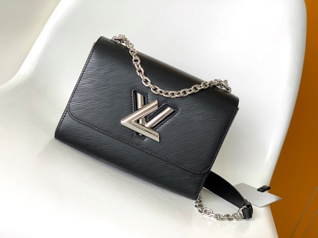 Louis Vuitton Twist MM Epi Leather Handbag - Noir with Silver Hardware