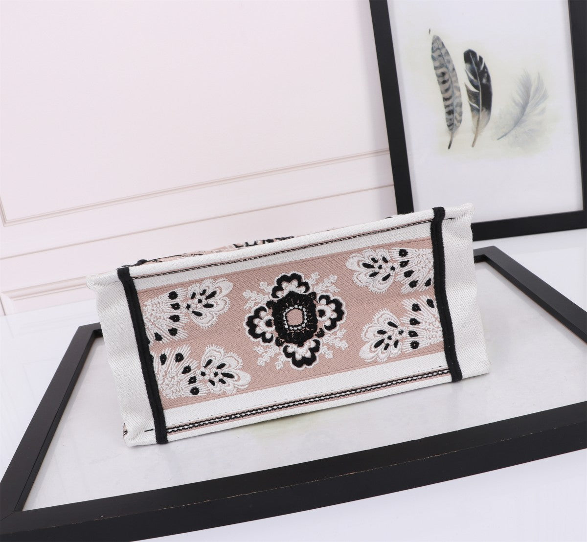 Christian Dior Small Book Tote with Butterfly Motif - Pink and Black