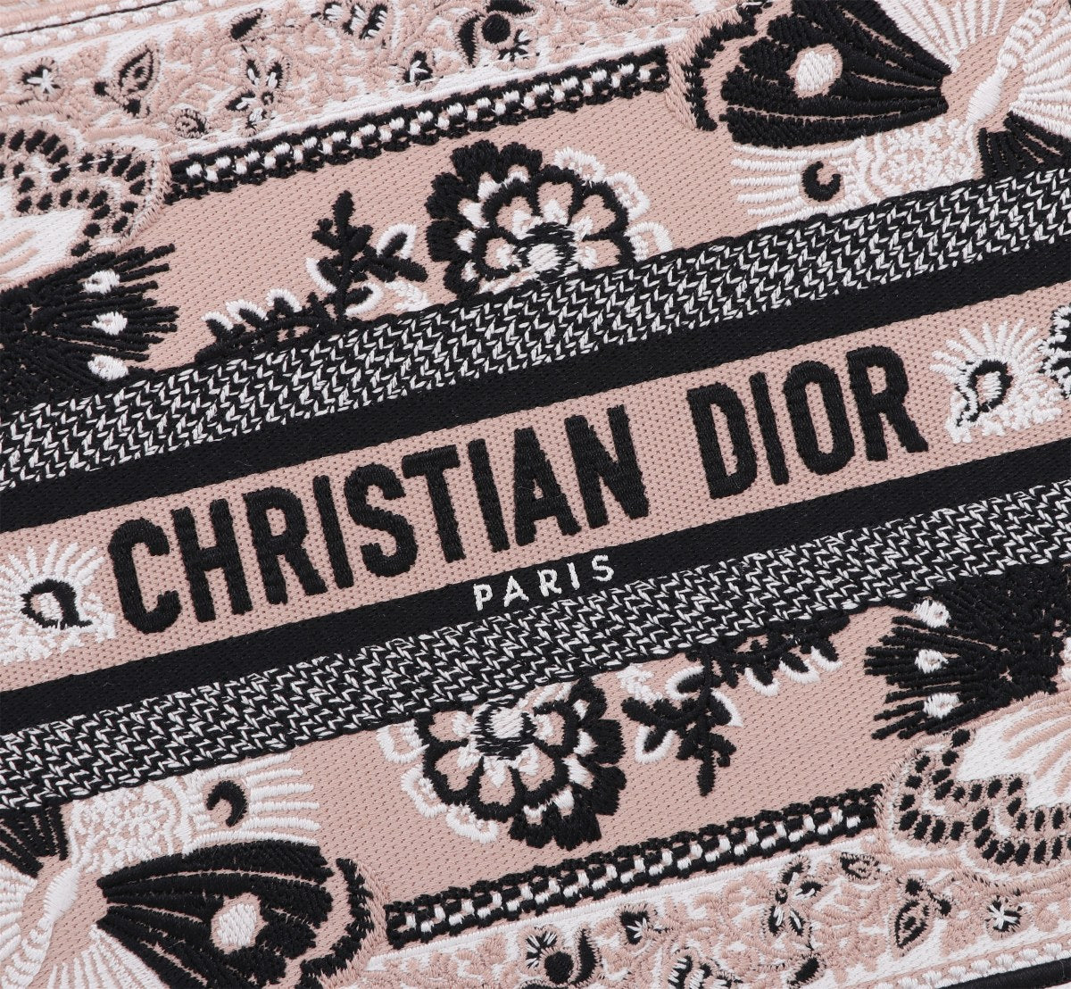 Christian Dior Book Tote with Butterfly Floral Embroidery