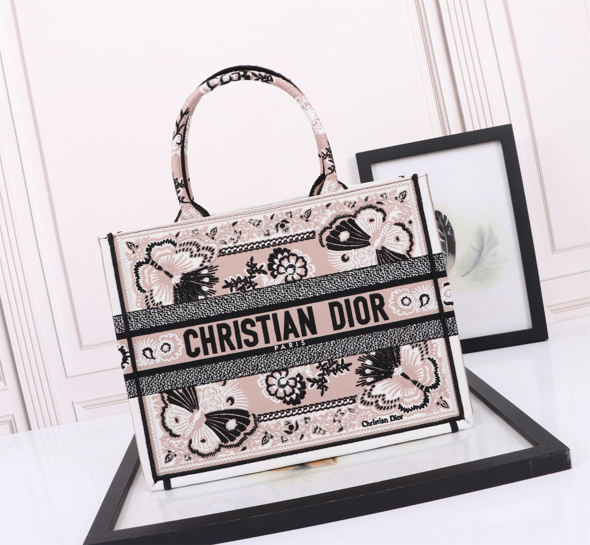 Christian Dior Medium Book Tote - Butterfly Around the World Embroidery