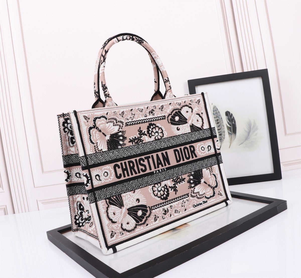 Christian Dior Medium Book Tote - Butterfly Print Canvas Designer Handbag