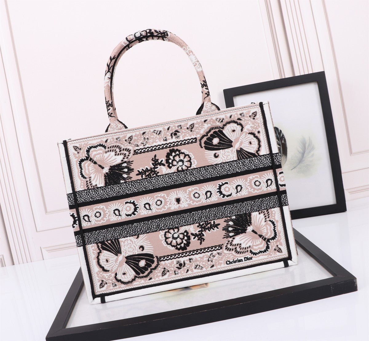 Christian Dior Medium Book Tote - Butterfly Around the World Embroidery