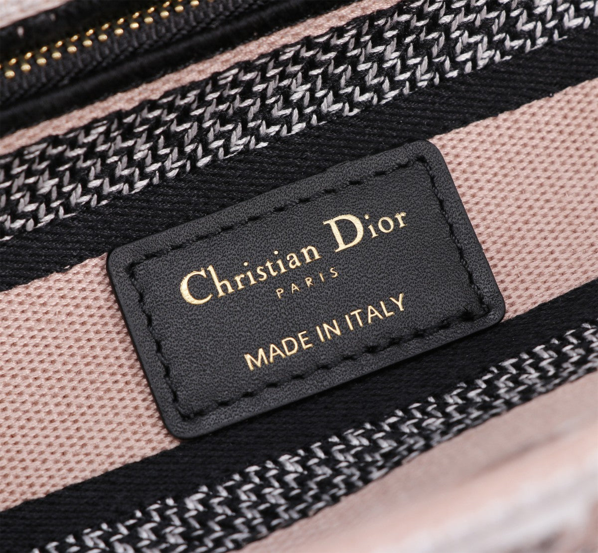 Christian Dior Lady D-Lite Handbag with Butterfly Embroidery - Cream and Black Canvas