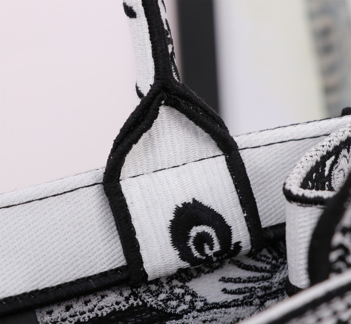Christian Dior Medium Book Tote Bag - Black & White Embroidered Canvas