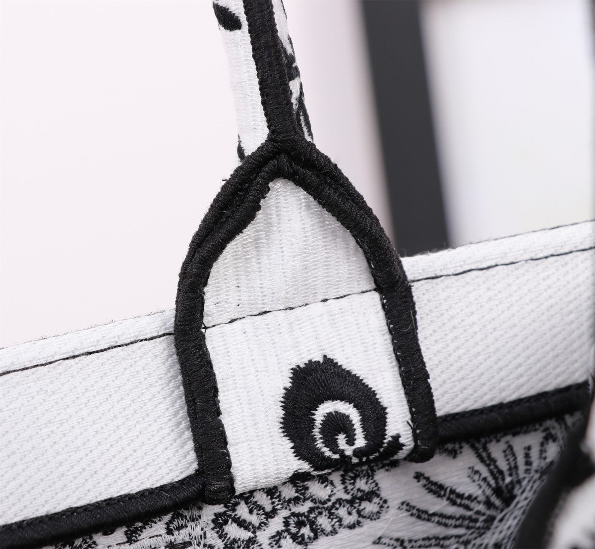 Christian Dior Book Tote Bag - Black and White Butterfly Around The World Embroidery