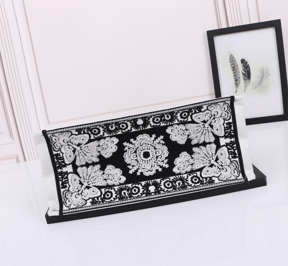 Christian Dior Large Book Tote Black and White Butterfly Embroidered Canvas Bag