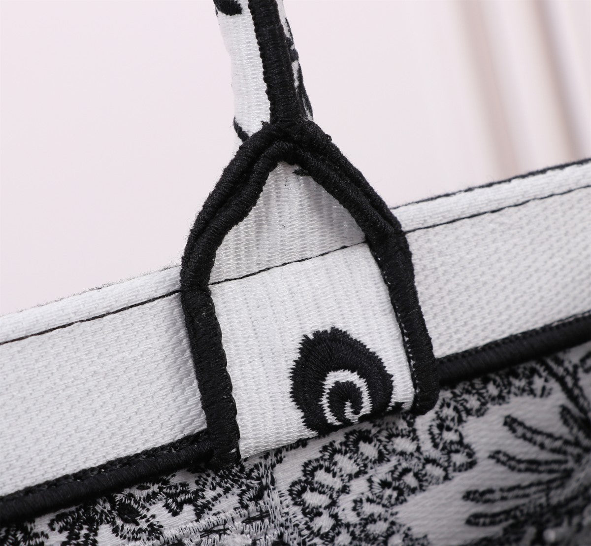 Dior Black and White Floral Butterfly Embroidered Canvas Tote Bag