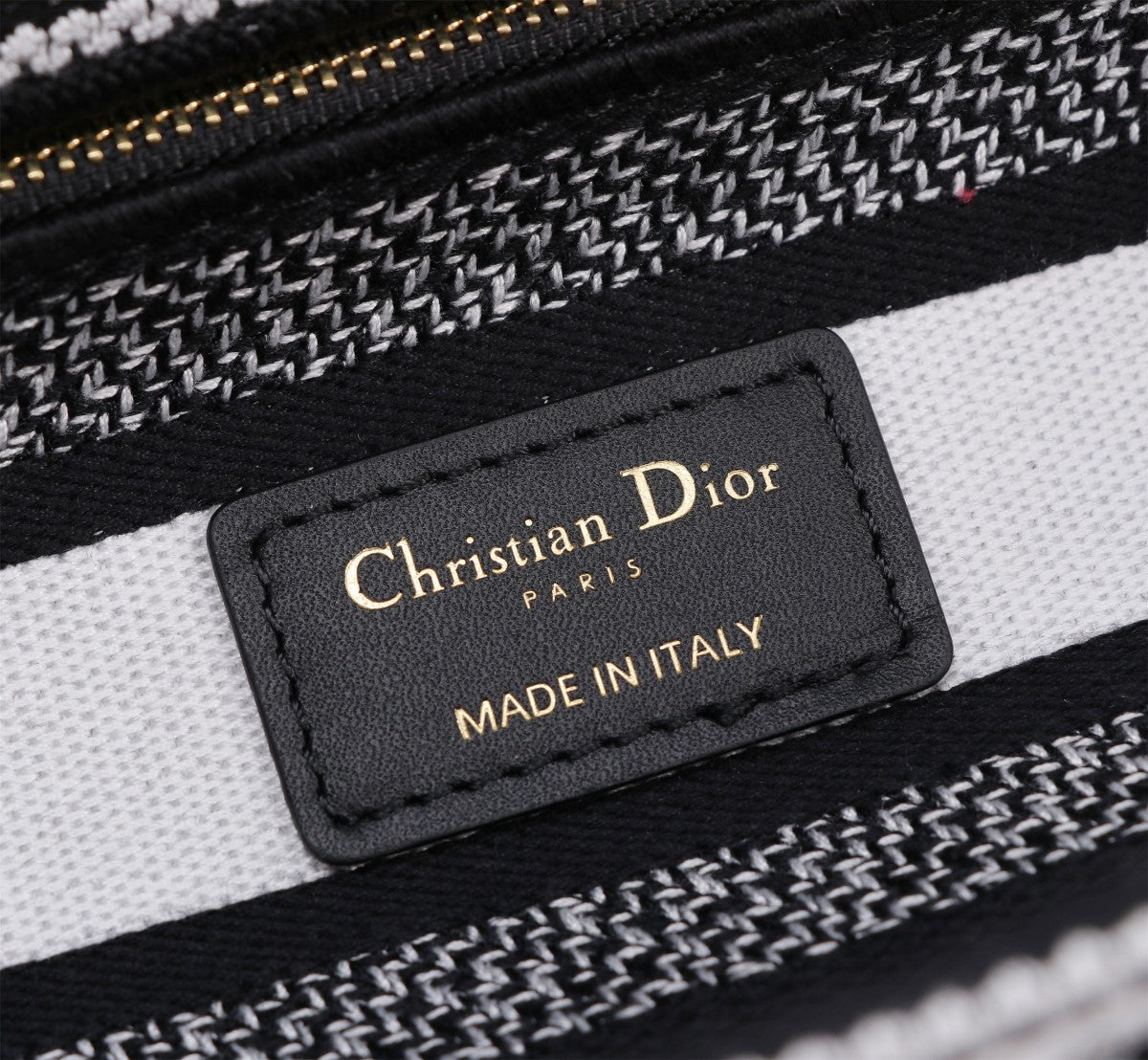 Christian Dior Lady D-Lite Medium Bag Black and White Embroidery Butterfly Pattern