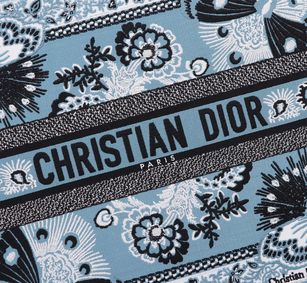 Christian Dior Blue Butterfly Embroidered Book Tote Bag