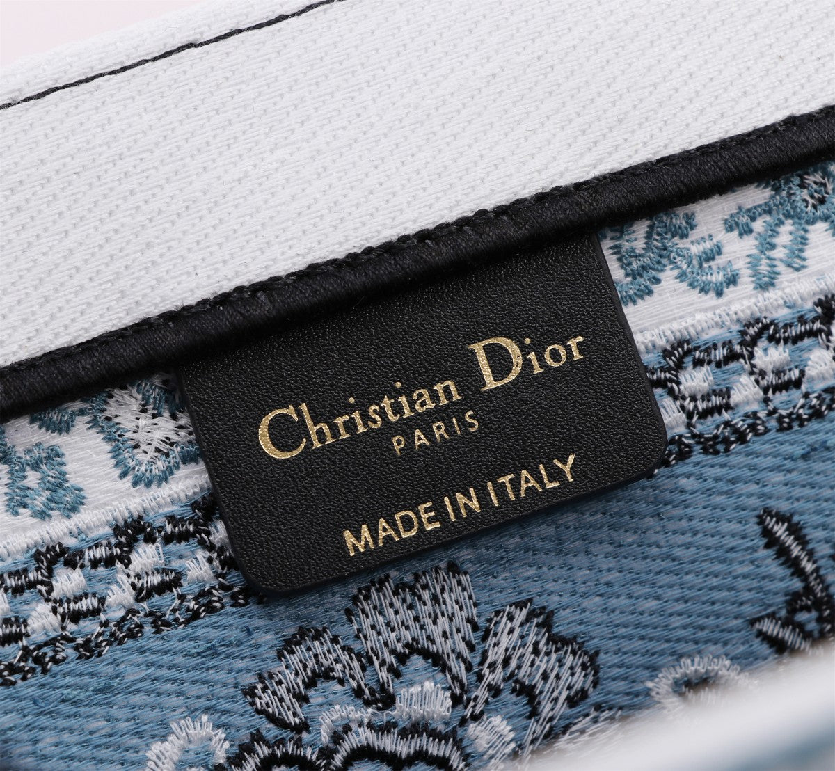Christian Dior Blue Butterfly Embroidered Book Tote Bag