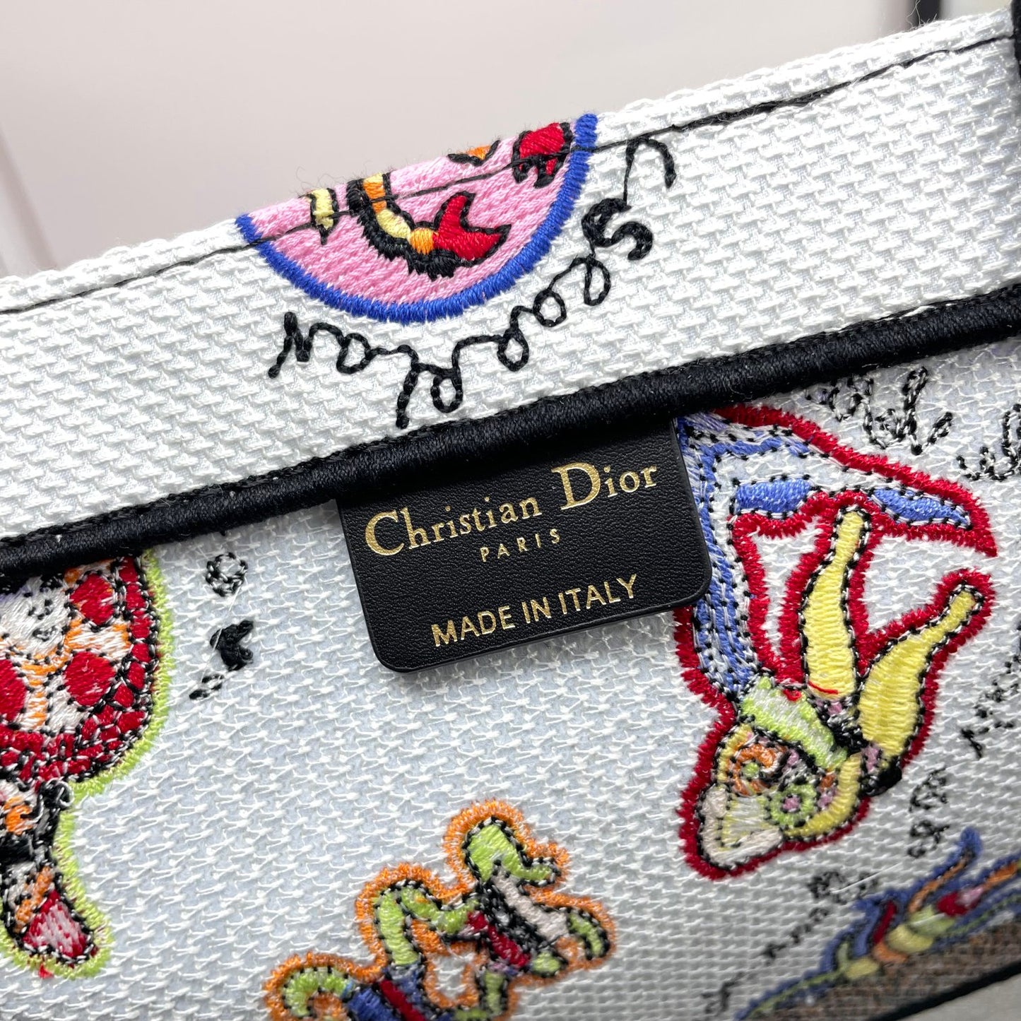 Christian Dior Medium Book Tote Zodiac Embroidery Canvas Bag