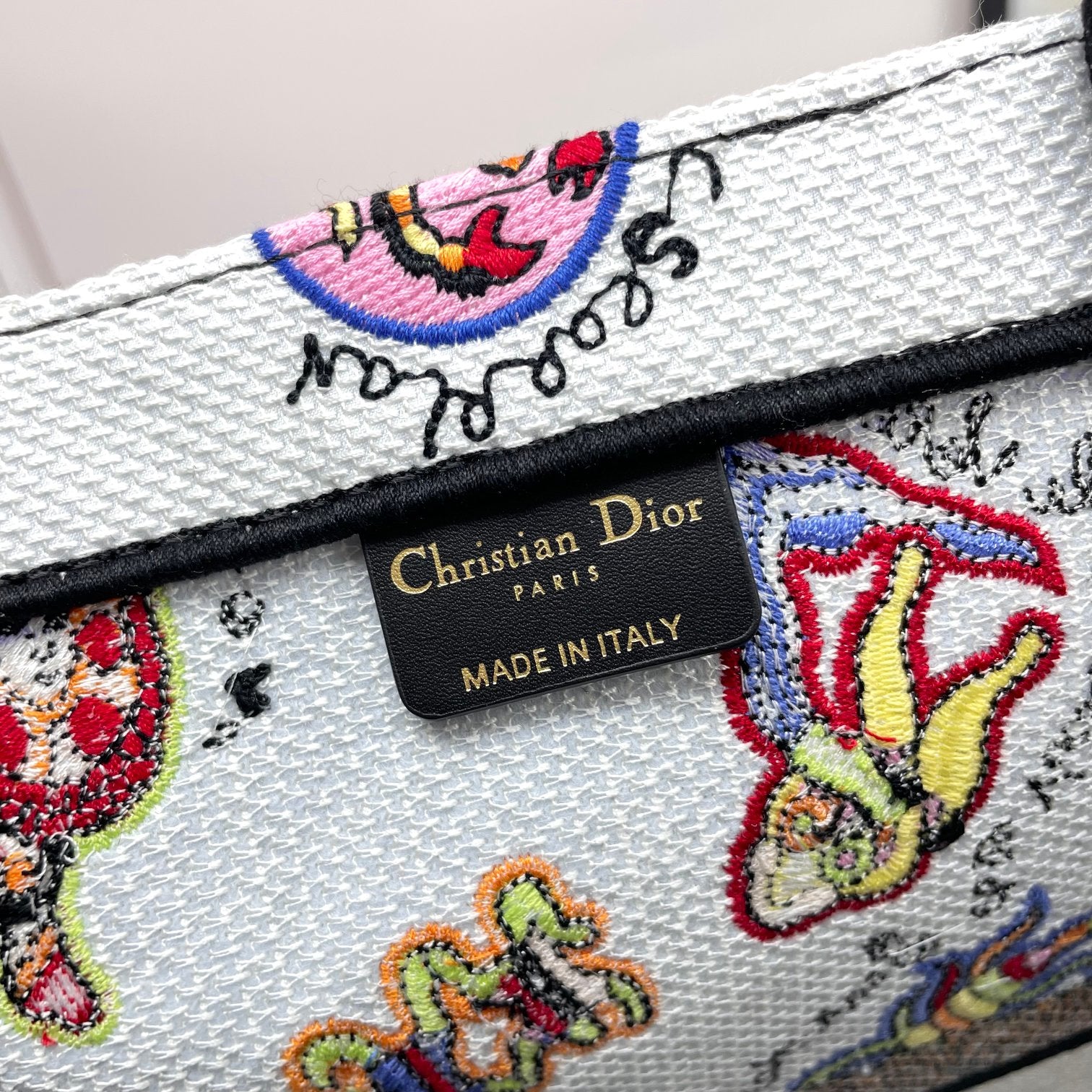 Christian Dior Medium Book Tote Zodiac Embroidery Canvas Bag