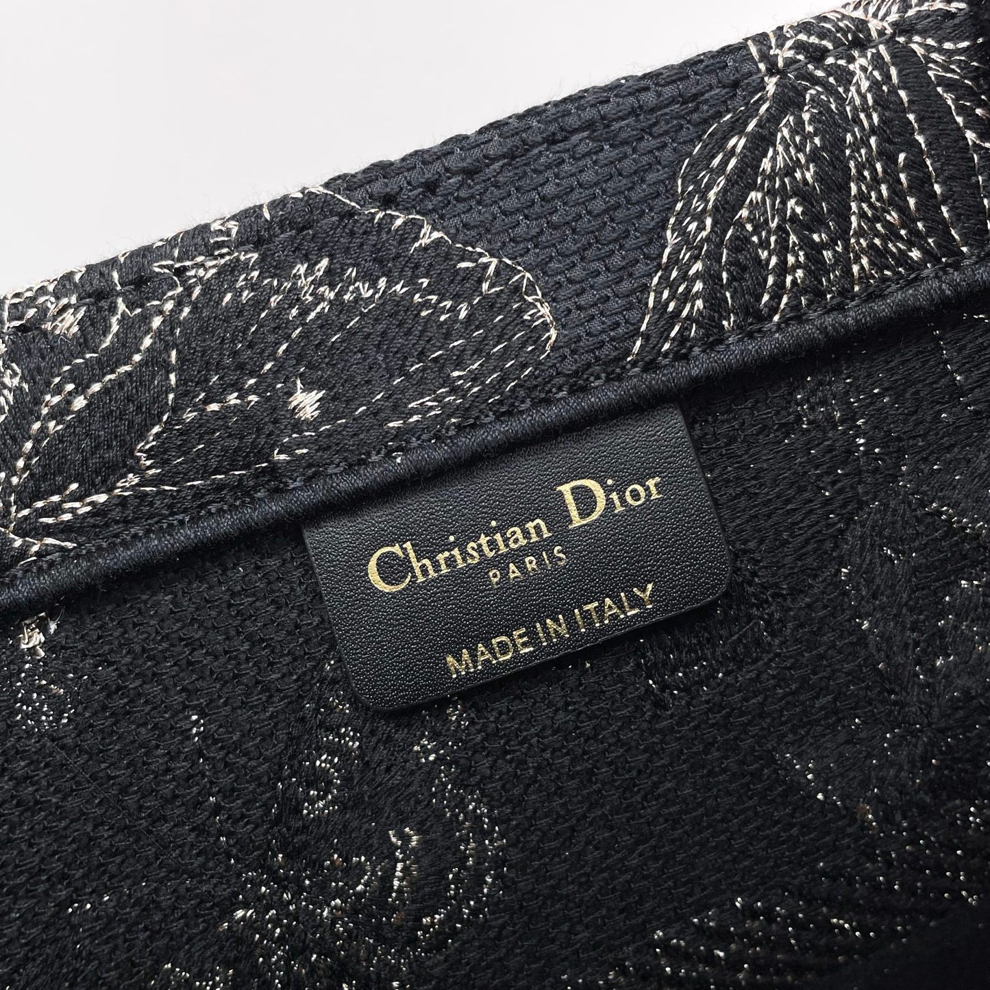 Christian Dior Medium Book Tote Black and Beige Butterfly Embroidered Canvas