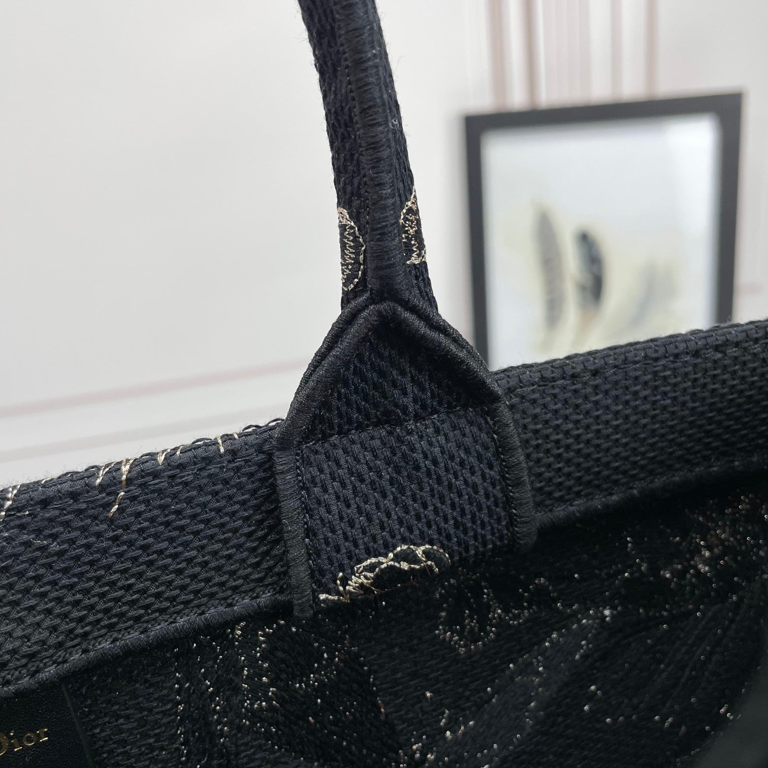 Christian Dior Large Book Tote Black and White Butterfly Embroidery Bag