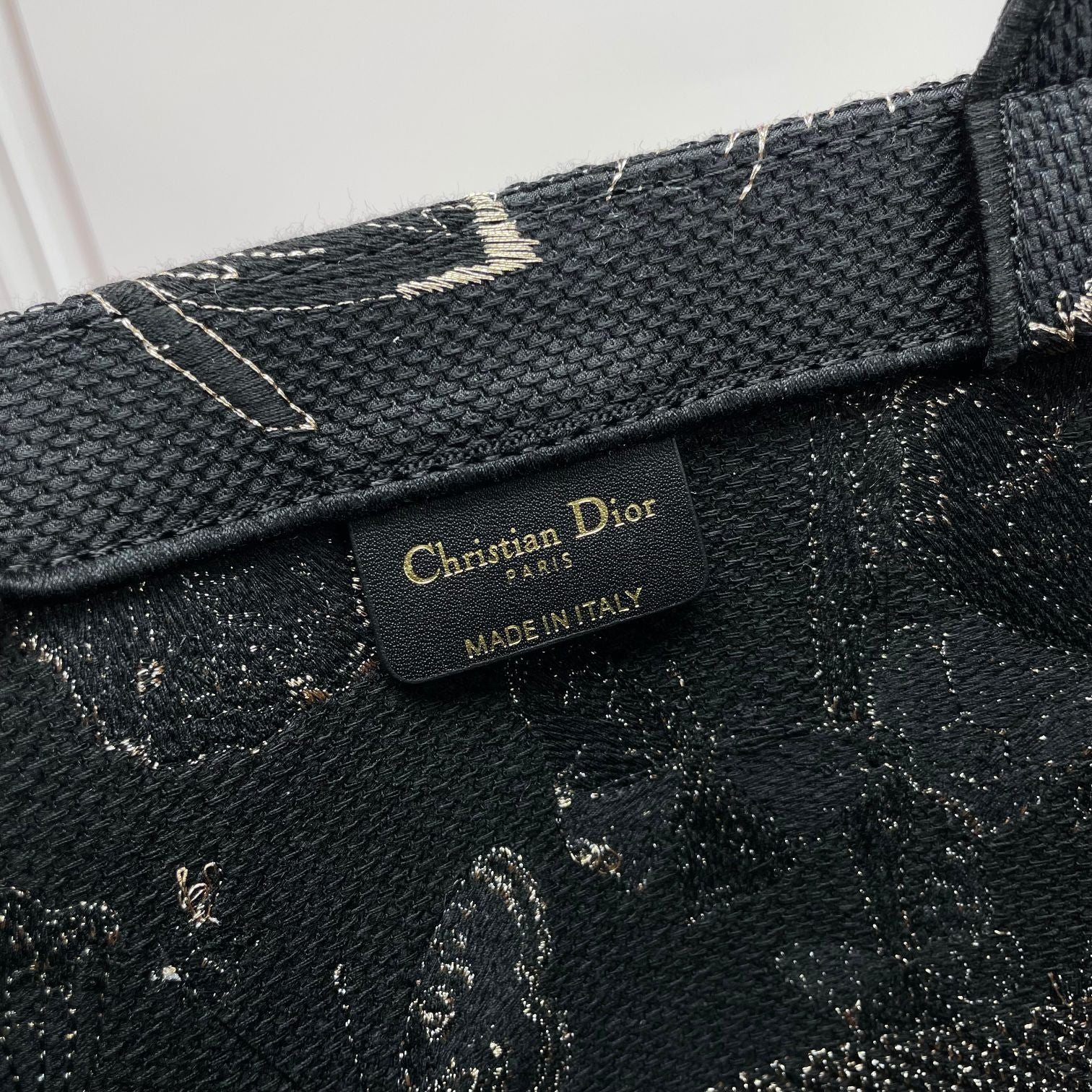 Christian Dior Large Book Tote Black and White Butterfly Embroidery Bag