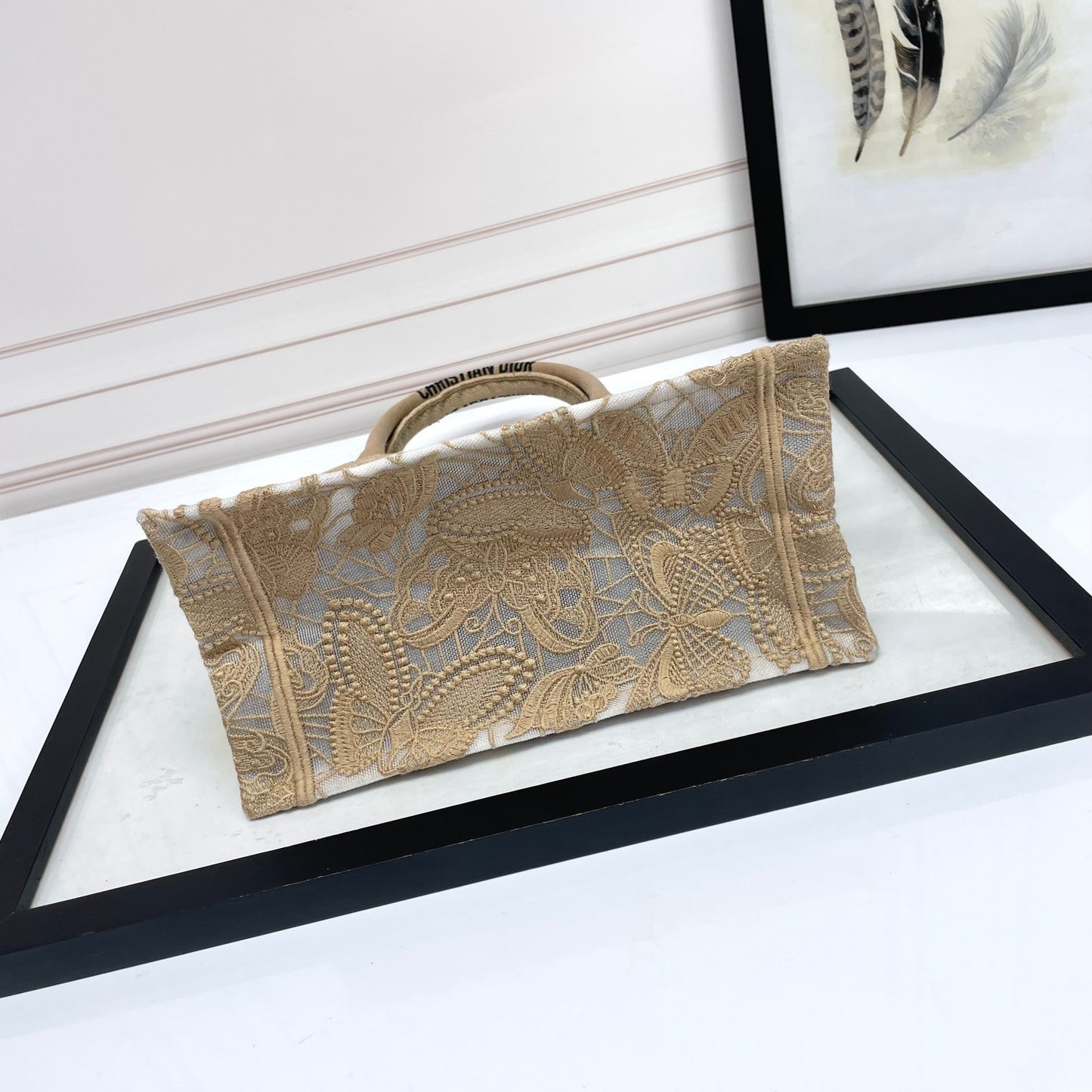 Christian Dior Medium Book Tote - Beige Embroidered Canvas Handbag