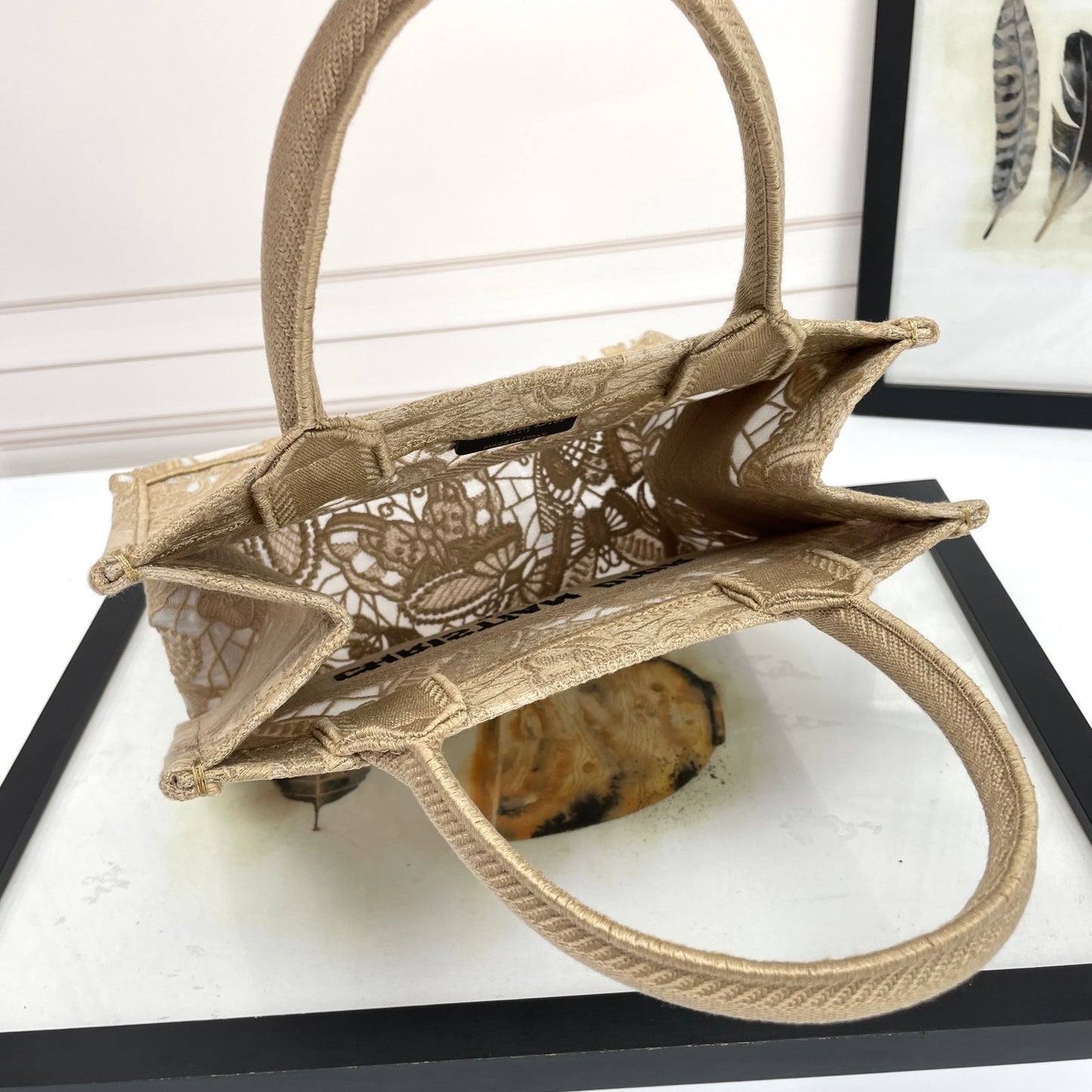 Christian Dior Medium Book Tote - Beige Embroidered Canvas Handbag