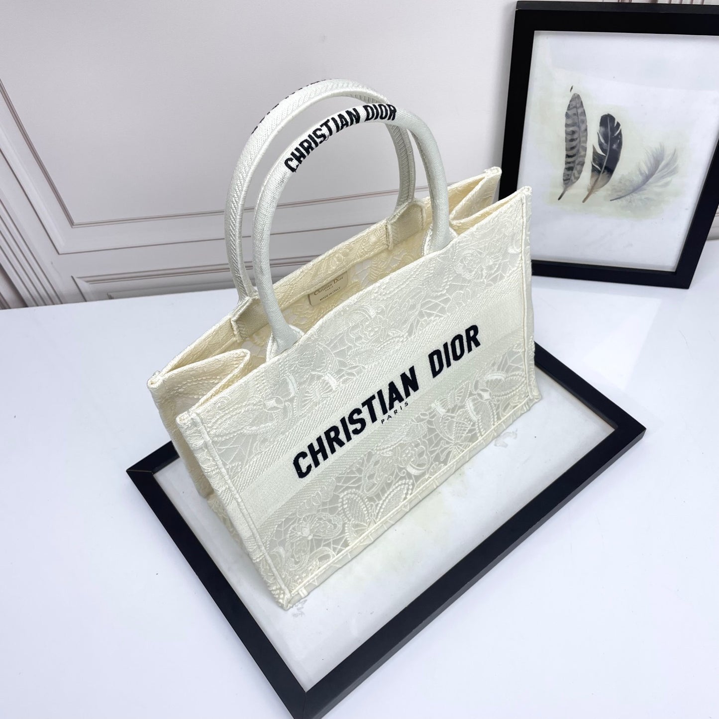 Christian Dior Book Tote - White Embroidered Paisley Canvas Bag