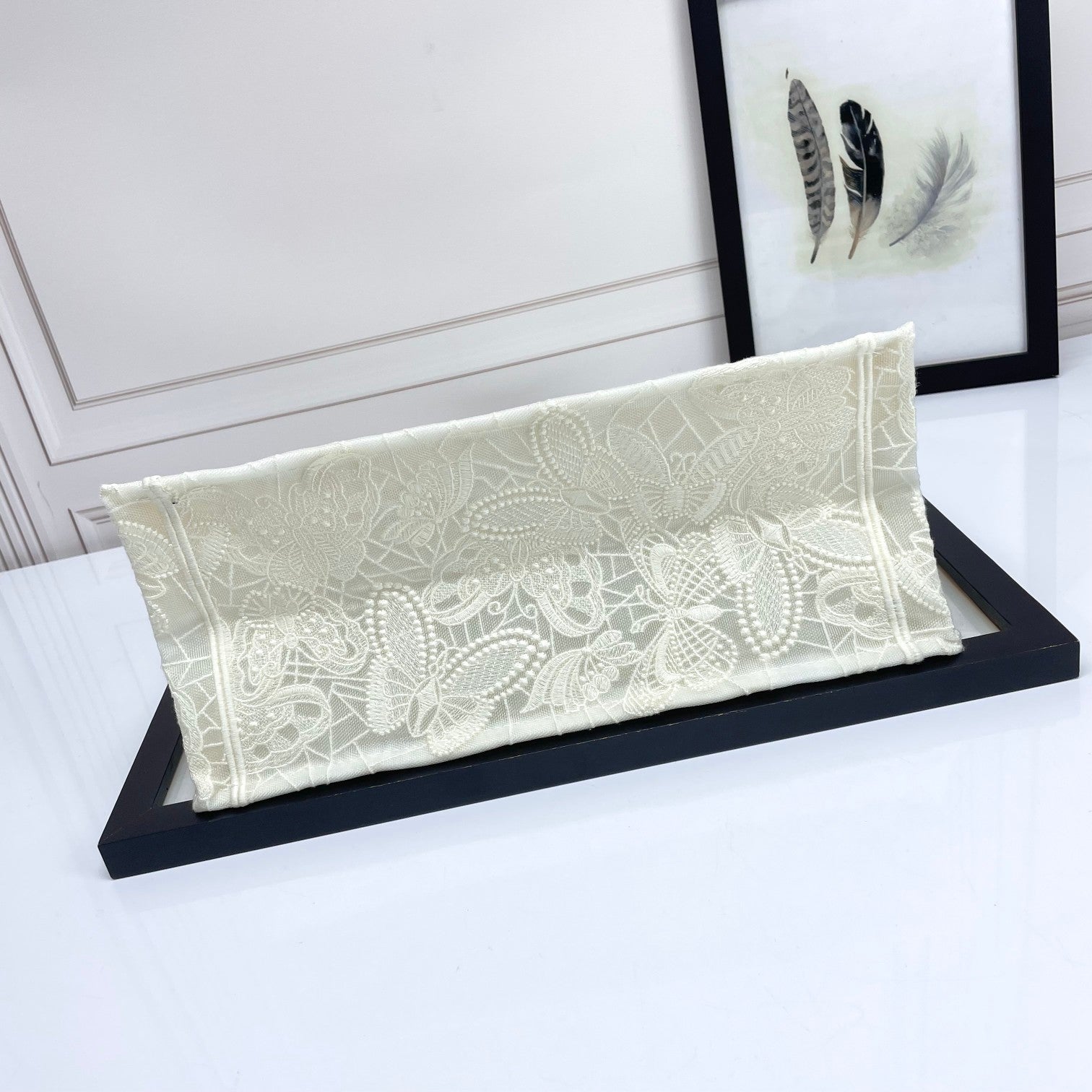 Christian Dior Book Tote - White Embroidered Paisley Canvas Bag
