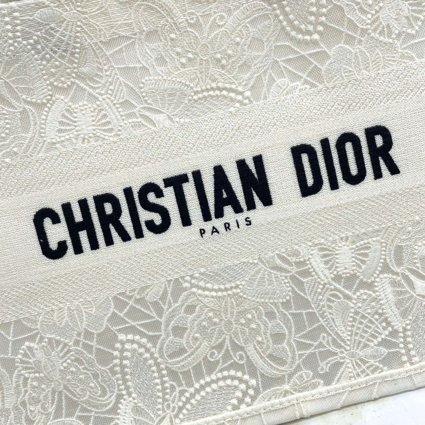 Christian Dior Book Tote - White Embroidered Paisley Canvas Bag